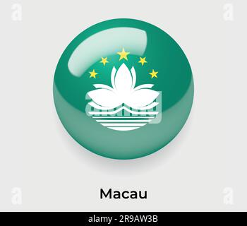 Macau glossy flag bubble circle round shape icon vector illustration glass Stock Vector