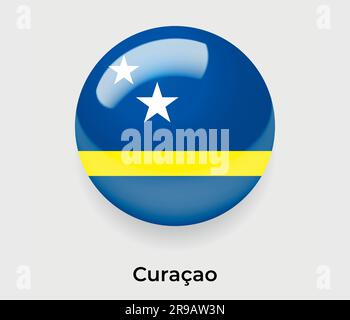 Curacao glossy flag bubble circle round shape icon vector illustration glass Stock Vector