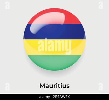 Mauritius glossy flag bubble circle round shape icon vector illustration glass Stock Vector