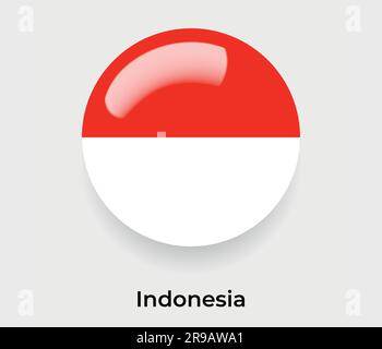 Indonesia glossy flag bubble circle round shape icon vector illustration glass Stock Vector