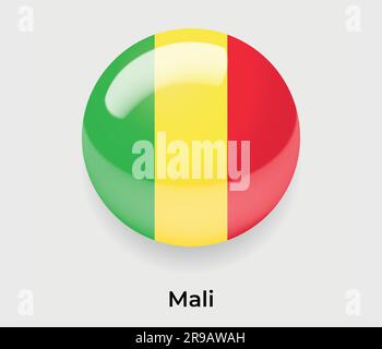 Mali glossy flag bubble circle round shape icon vector illustration glass Stock Vector