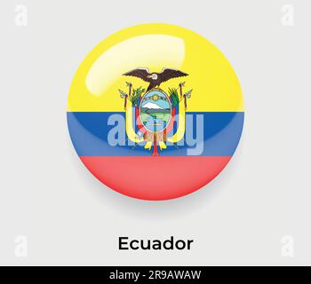 Ecuador glossy flag bubble circle round shape icon vector illustration glass Stock Vector
