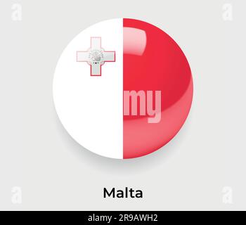 Malta glossy flag bubble circle round shape icon vector illustration glass Stock Vector