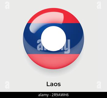 Laos glossy flag bubble circle round shape icon vector illustration glass Stock Vector