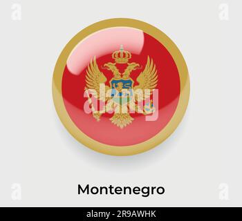 Montenegro glossy flag bubble circle round shape icon vector illustration glass Stock Vector
