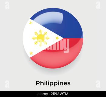 Philippines glossy flag bubble circle round shape icon vector illustration glass Stock Vector