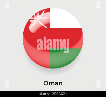 Oman glossy flag bubble circle round shape icon vector illustration glass Stock Vector