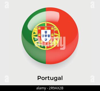 Portugal glossy flag bubble circle round shape icon vector illustration glass Stock Vector
