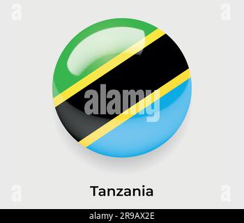 Tanzania Map with Round Tanzania Flag Pin Pointer on Circular Globe ...