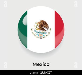 Mexico glossy flag bubble circle round shape icon vector illustration glass Stock Vector