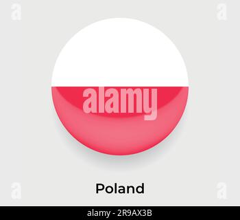 Poland glossy flag bubble circle round shape icon vector illustration glass Stock Vector