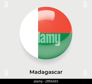 Madagascar glossy flag bubble circle round shape icon vector illustration glass Stock Vector