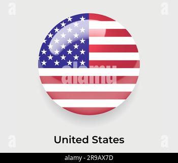 United States glossy flag bubble circle round shape icon vector illustration glass Stock Vector