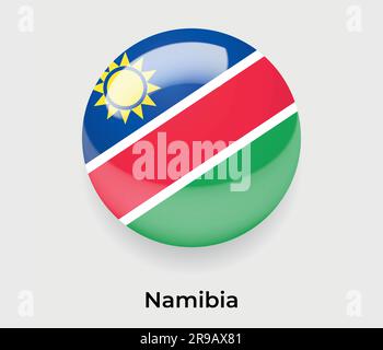 Namibia glossy flag bubble circle round shape icon vector illustration glass Stock Vector