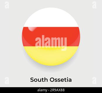 South Ossetia glossy flag bubble circle round shape icon vector illustration glass Stock Vector