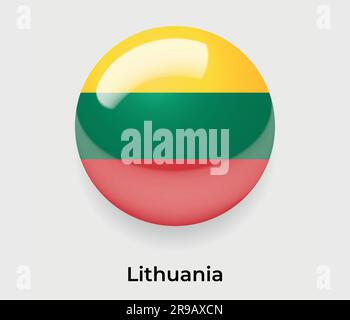 Lithuania glossy flag bubble circle round shape icon vector illustration glass Stock Vector