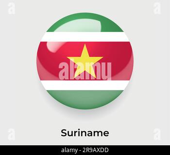 Suriname glossy flag bubble circle round shape icon vector illustration glass Stock Vector
