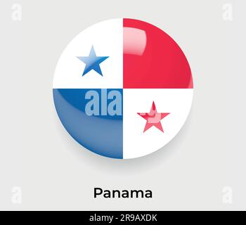 Panama glossy flag bubble circle round shape icon vector illustration glass Stock Vector