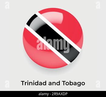 Trinidad and Tobago glossy flag bubble circle round shape icon vector illustration glass Stock Vector