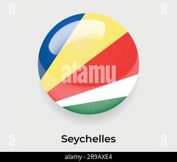 Seychelles glossy flag bubble circle round shape icon vector illustration glass Stock Vector