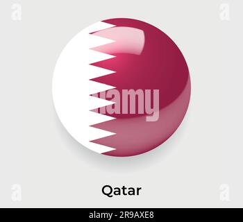 Qatar glossy flag bubble circle round shape icon vector illustration glass Stock Vector