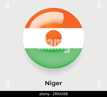 Niger glossy flag bubble circle round shape icon vector illustration glass Stock Vector