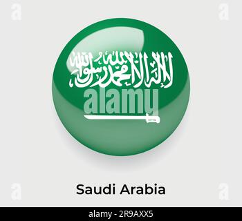 Saudi Arabia glossy flag bubble circle round shape icon vector illustration glass Stock Vector