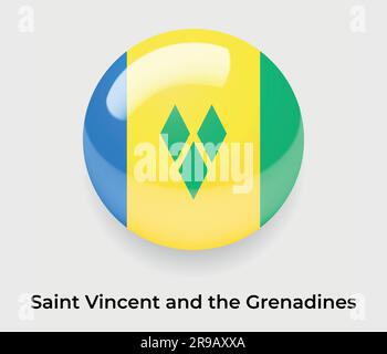 Saint Vincent and the Grenadines glossy flag bubble circle round shape icon vector illustration glass Stock Vector