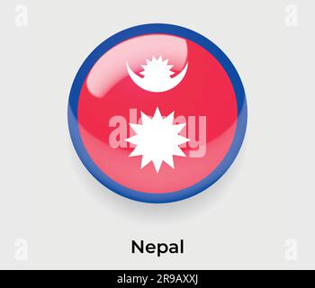 Nepal Map with Round Nepal Flag Pin Pointer on Circular Globe. Vector ...