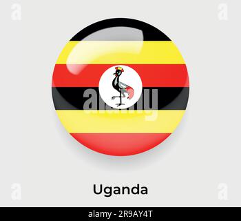 Uganda Map with Round Uganda Flag Pin Pointer on Circular Globe. Vector ...