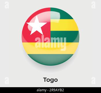 Togo Map with Round Togo Flag Pin Pointer on Circular Globe. Vector map ...