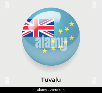 Tuvalu glossy flag bubble circle round shape icon vector illustration glass Stock Vector