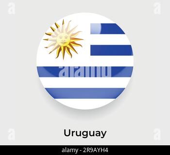Uruguay glossy flag bubble circle round shape icon vector illustration glass Stock Vector