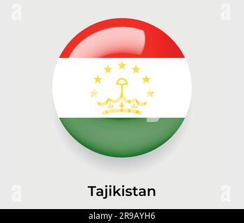 Tajikistan Map with Round Tajikistan Flag Pin Pointer on Circular Globe ...