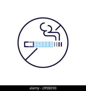 No Smoking related vector line icon. Prohibition sign, cigarette, smoke. Isolated on white background. Vector illustration. Editable stroke Stock Vector