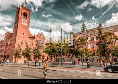 Amsterdam, the Netherlands - October 14, 2021: Exterior view of Beurs van Berlage building, designed by architect Hendrik Petrus Berlage and construct Stock Photo
