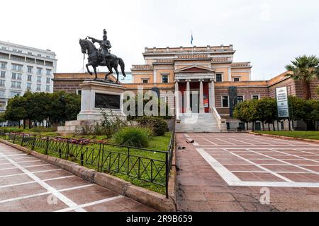 Athens, Greece - 27 Nov 2021: Exterior view of the Old Parliament building, today's National History Museum of Greece, located in Kolokotronis Square, Stock Photo
