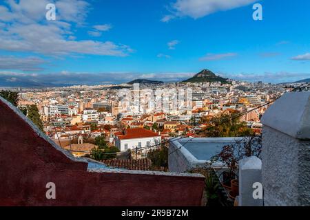 Athens, Greece - 25 Nov 2021: Aerial view of Athens, the Greek capital. Stock Photo