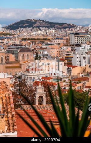 Athens, Greece - 25 Nov 2021: Aerial view of Athens, the Greek capital. Stock Photo