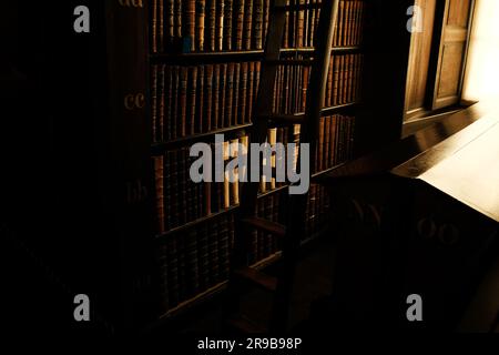 A atmospheric view of the library at Dublin University in Ireland Stock Photo