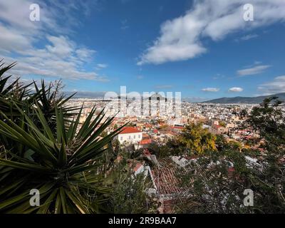 Athens, Greece - 25 Nov 2021: Aerial view of Athens, the Greek capital. Stock Photo