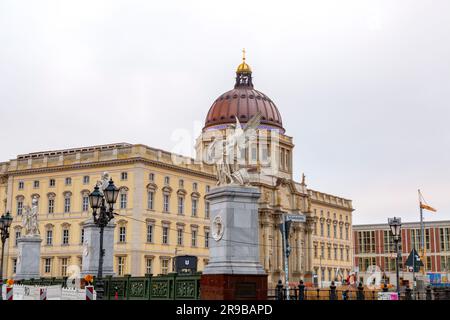 Berlin, Germany - December 17, 2021: Exterior view of Humboldt Forum, a museum of non-European art on the Museum Island in the historic centre of Berl Stock Photo