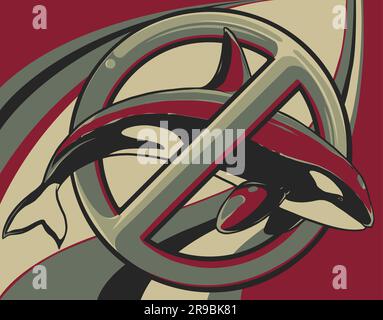 Killer Whale Spirit Orca Jumping Vector illustration on colored background Stock Vector