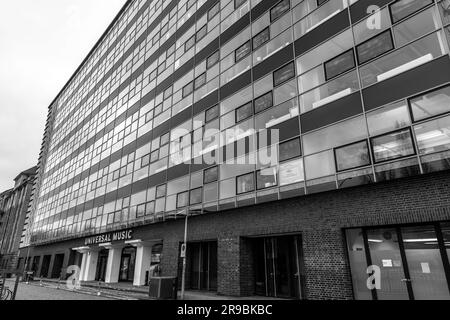 Berlin, Germany - 17 DEC 2021: Berlin headquarters of Universal Music Group, a Dutch-American company and the biggest record label in the world. Stock Photo