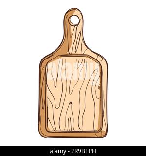 Wooden cutting board isolated on white background. Vector illustration in cartoon style. Stock Vector