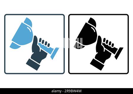 Hand icon holds champions cup. icon related to Champion, winner, success. Solid icon style design. Simple vector design editable Stock Vector
