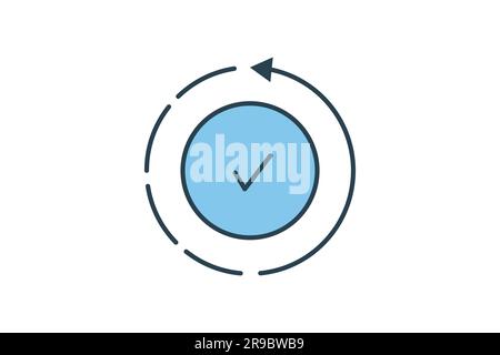 In Progress Icon. Check mark inside the circle. icon related to Process. Flat line icon style design. Simple vector design editable Stock Vector