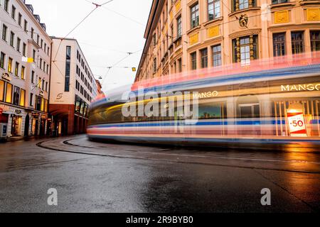 Munich, Germany - DEC 25, 2021: Buildings at the Max Joseph Square in central Munich, named after King Maximilian Joseph. Stock Photo