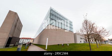 Munich, Germany - DEC 23, 2021: Facade of the New Pinakothek, the modern art museum of Munich, Bavaria, Germany. Stock Photo