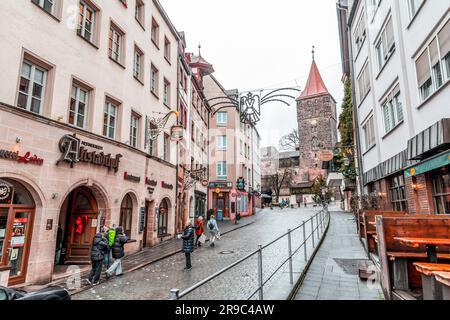 Nuremberg, Germany - December 28, 2021: Generic architecture and street view from Bergstrasse, Nuremberg, Bavaria, Germany. Stock Photo